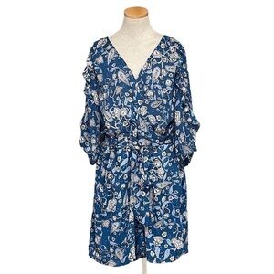 Boutique Romper Ruffled Sleeves Paisley Blue Size 1X